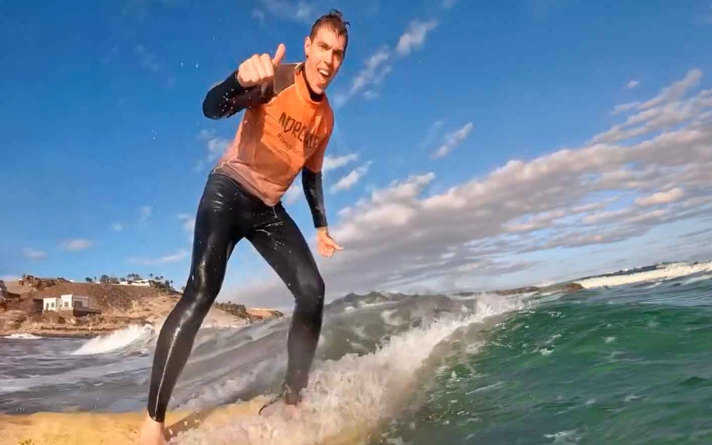 Surf lesson at La Pared, Fuerteventura